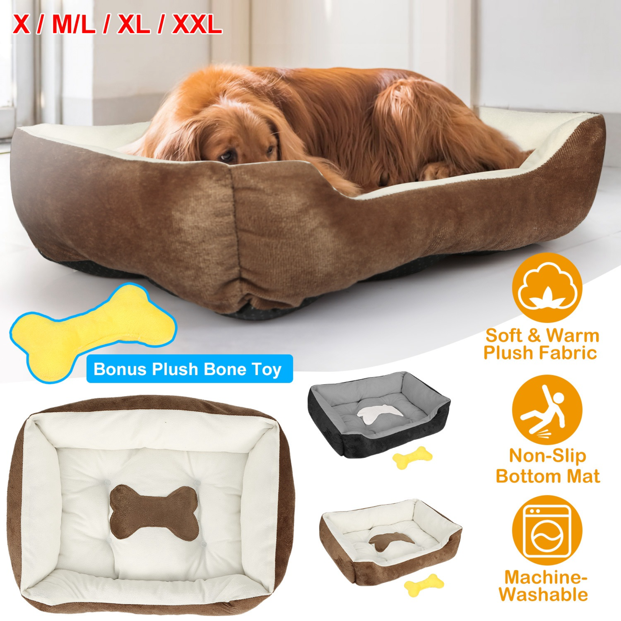 Premium Plush Pet Bed – Fluffy PP Cotton Filling for Dogs & Cats