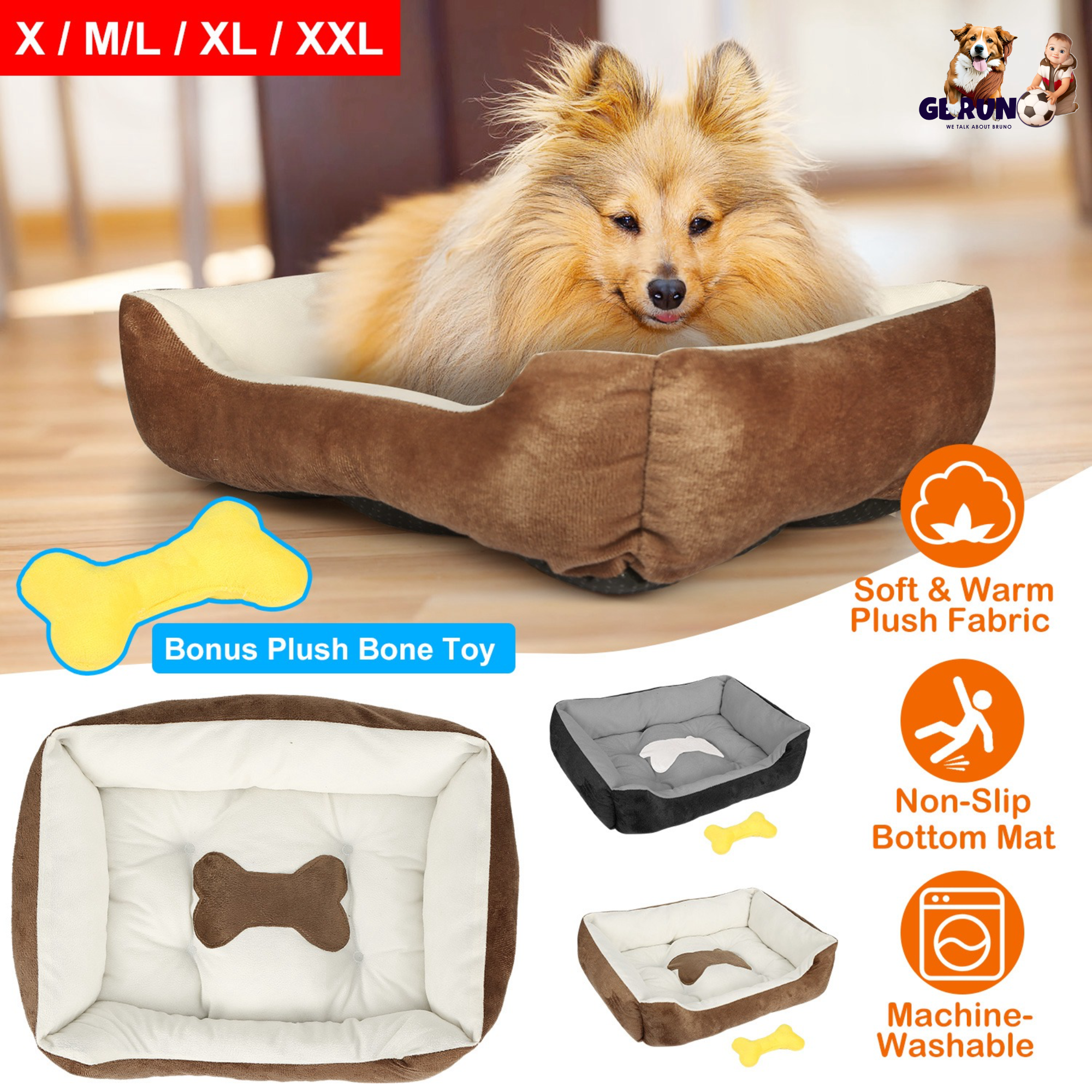 Premium Plush Pet Bed – Fluffy PP Cotton Filling for Dogs & Cats
