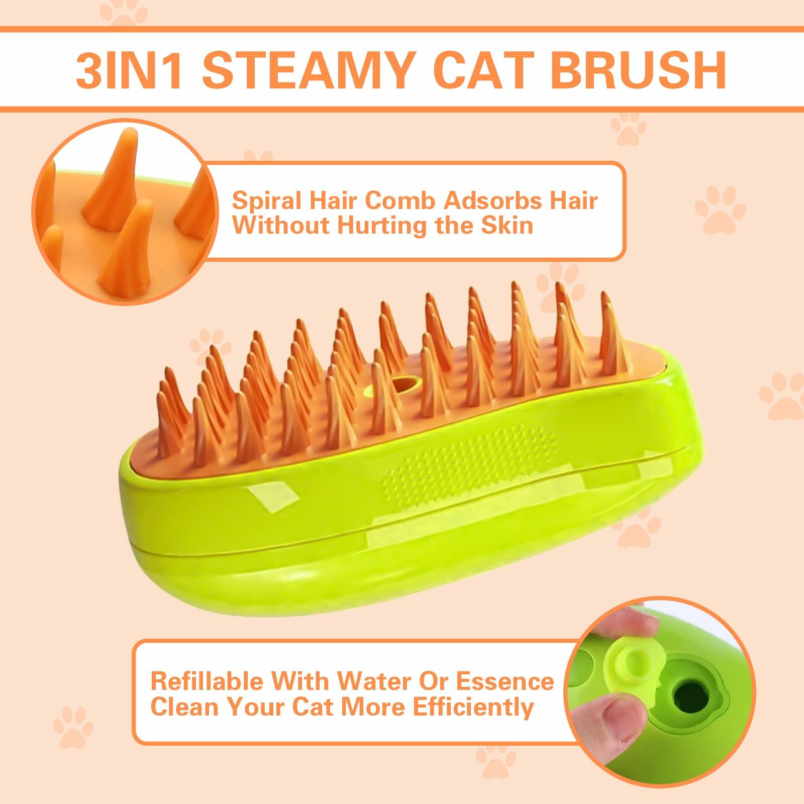 3-in-1 Steam Pet Grooming Brush – Self-Cleaning Hair Remove