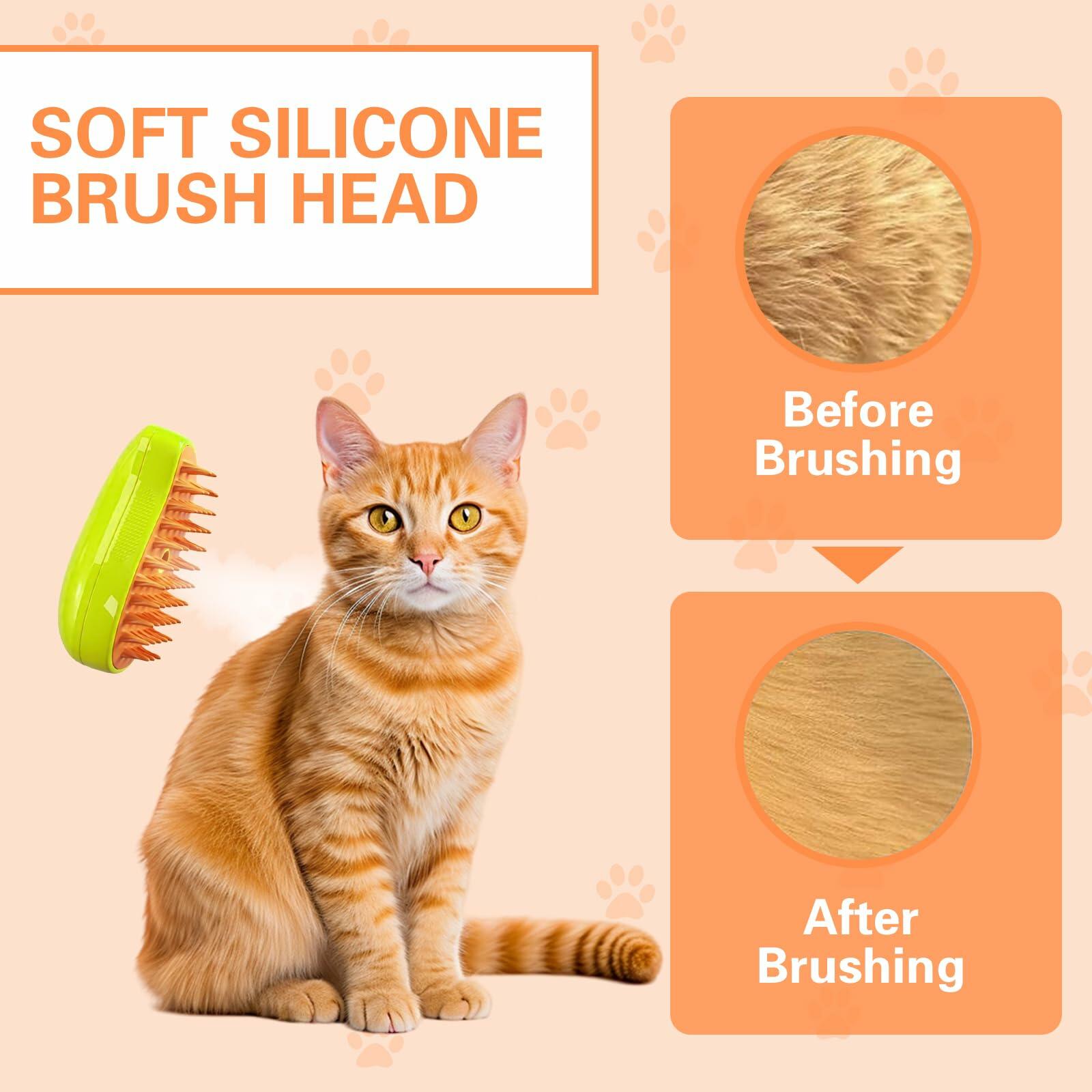 3-in-1 Steam Pet Grooming Brush – Self-Cleaning Hair Remove