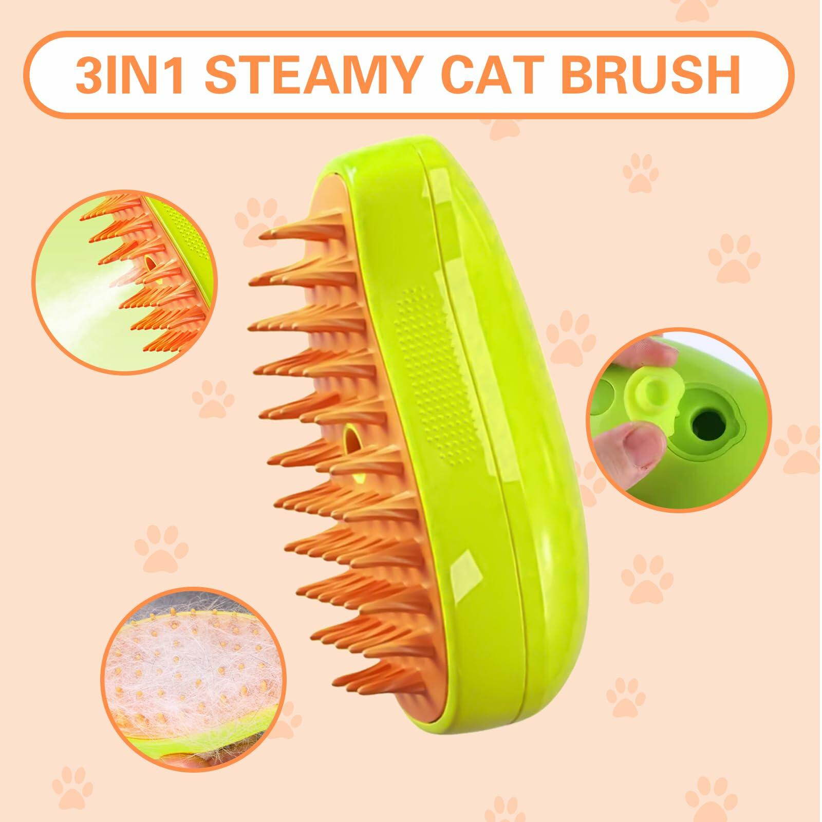 3-in-1 Steam Pet Grooming Brush – Self-Cleaning Hair Remove